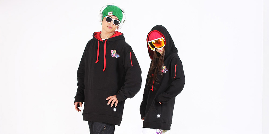10/11 subpoint basic styled hoodie(black/red)