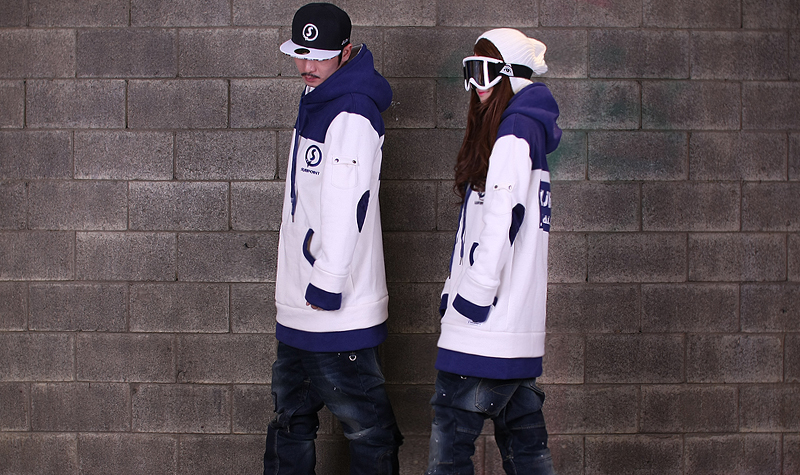 13/14 SUBPOINT Layered Styled Hoodie(Ivory/Navy)